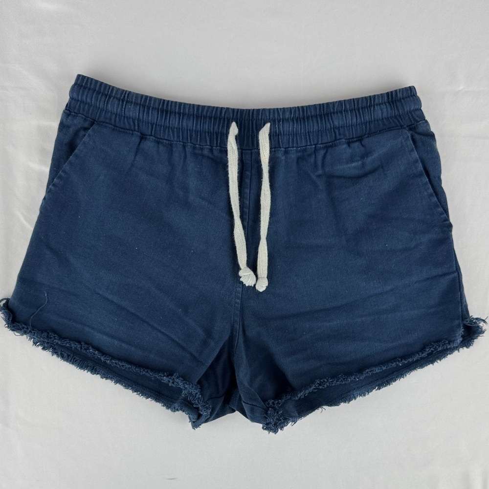 Double Zero Dark Blue Cotton Drawstring Shorts